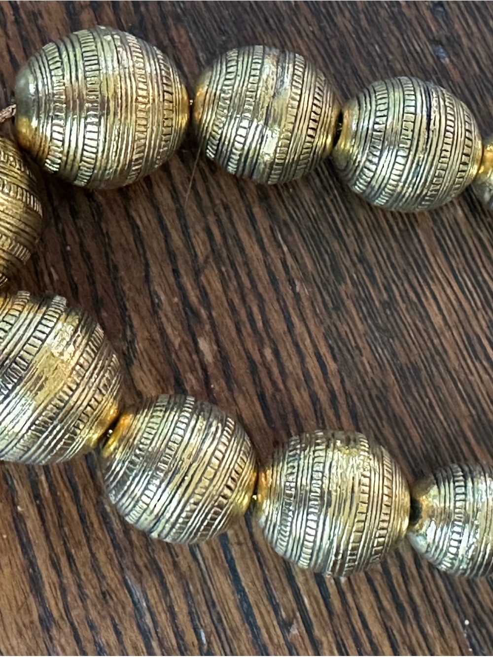 Gold Textured Bead Necklace - Women Jewelry